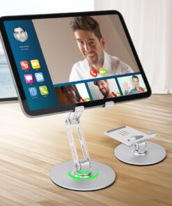 HOTUT Tabletständer Verstellbar Silber, Super Stabiler Fuß für iPad/iPhone/Galaxy, Hochwertiger Faltbarer Halter