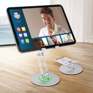 HOTUT Tabletständer Verstellbar Silber, Super Stabiler Fuß für iPad/iPhone/Galaxy, Hochwertiger Faltbarer Halter