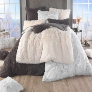 MALIKA Polar Flokati Bettwäsche 135x200 - Kuschelig Warm - Cashmere-Touch Flauschige Winter Bettbezug + Kissenbezug, Far