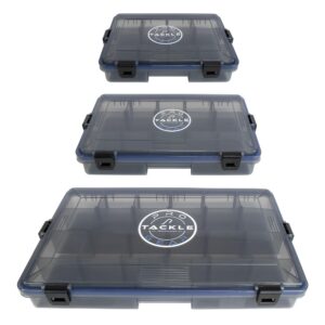 Köderbox Pro Tackle Lure Box Shallow für Angler, grau, wasserdicht 3er Set (S + M + L)