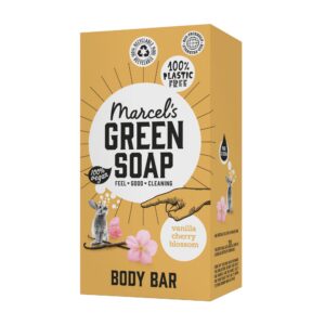 Marcel's Green Soap Dusch Seife Vanille & Kirschblüte - Umweltfreundlich, Vegan, 97% Biologisch abbaubar - 150 gr [Amazo