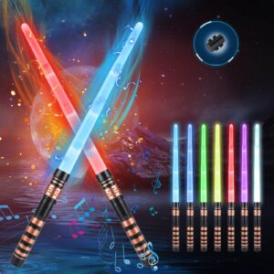GUBOOM 2 Stück Lichtschwert für Kinder, 7 Farben Changeable mit Soundeffekten | GUBOOM 2 In 1 Laserschwert Kinder Spiel