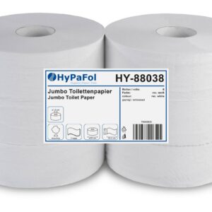 Hypafol Toilettenpapier Jumbo Rolle 2-Lagig | extra große 6 Rollen (1413 Blatt pro Rolle) für Familie | Recycling, Stark