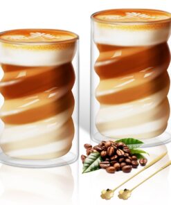 Doppelwandige Latte Macchiato Gläser 400ml 2er Set Thermogläser Borosilikatglas Eiskaffee Tassen