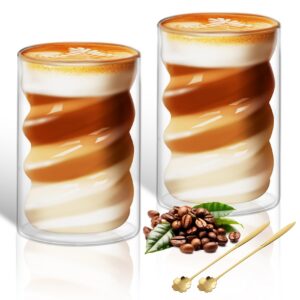 Doppelwandige Latte Macchiato Gläser 400ml 2er Set Thermogläser Borosilikatglas Eiskaffee Tassen