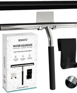 SEVANTE Duschabzieher Schwarz - Metall - Flitsche für Dusche, Glas und Spiegel - Badezimmerschoner - 25,5 cm - Duschkabi
