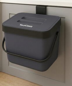 YourCasa Biomülleimer Küche - Bio Mülleimer mit Sieb für Küchen - Spülmaschinenfest - Geruchsdicht Komposter (Anthrazit)