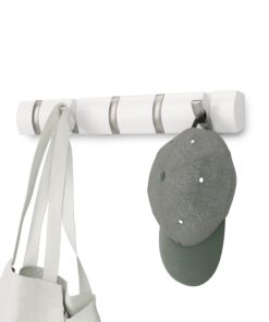 Umbra Flip 5 Garderobenhaken – Platzsparend mit 5 Beweglichen Haken, Weiss/Nickel