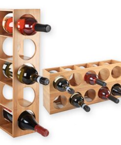 Gräfenstayn® Weinregal Cube - stapelbar, aus Bambus-Holz, für Weinliebhaber zum Sortieren von 5 Wein-Flaschen im Haus un
