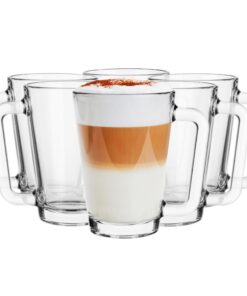 Glasmark KROSNO Glasbecher Set, 250ml, farbiges Ohr, Spülmaschinenfest, Trinkgläser für Hausparty, Office, Feiertage, pr