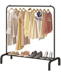 JIUYOTREE Hochwertiger Metallkleiderständer für Schlafzimmer und Garderobe, robust mit unterem Gestell für Mäntel und Rö
