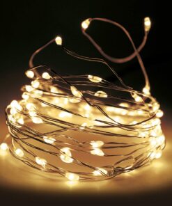 Spetebo LED Draht Lichterkette mit Timer und 8 Funktionen - warm weiß - 395 cm / 80 LED - Innen und Außen Draht Lichterk