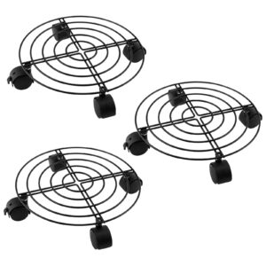 JIEHIN 50kg Tragkraft Blumentopf Untersetzer mit Rollen für Garten Innen- und Außenbereich - 3 Stück 27cm Rund Schwarz P