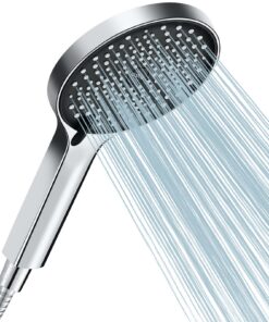 Cobbe Wassersparender Duschkopf Schwarz/Chrom, Druckerhöhend mit 3 Strahlarten, Großem Regendusche Sparduschkopf