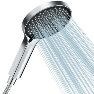 Cobbe Wassersparender Duschkopf Schwarz/Chrom, Druckerhöhend mit 3 Strahlarten, Großem Regendusche Sparduschkopf