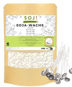 Sojawachs 1KG für Kerzen ohne GVO - Kerzenwachs zum Gießen - natürliche Sojawachspastillen - E-Book inklusive - für Hand