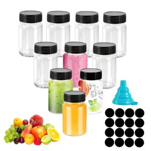 10 Stück Wiedervernutzbare Ingwer Shotflaschen zum Befüllen, Kleine Glasflaschen für Fruchtsaft, Milch und Süßigkeiten