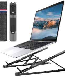 Euqvunn Laptop Ständer für Schreibtisch - 10-Stufen-Neigungseinstellung, Aluminiumlegierung, faltbar & tragbar, rutschfe