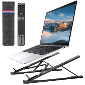 Euqvunn Laptop Ständer für Schreibtisch - 10-Stufen-Neigungseinstellung, Aluminiumlegierung, faltbar & tragbar, rutschfe
