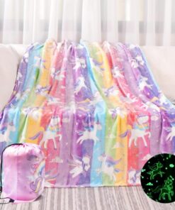 Einhorn Geschenk für Mädchen, Ultraweich und Gemütlich für Bett Couch Sofa (Unicorn-2) Einhorn Glow in The Dark Decke,