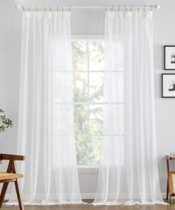 MIULEE Vorhänge Weiß Wohnzimmer Dekoschal Transparent Sheer Voile Luftig für Schlafzimmer 225x140cm