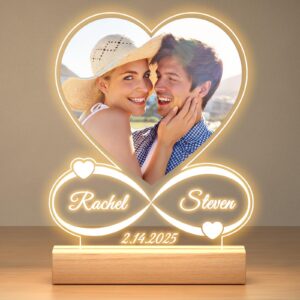 Personalisierte Bilderrahmen für Frauen & Männer - Personalisiert mit Bild und Licht - Geburtstagsgeschenk und Jahrestag