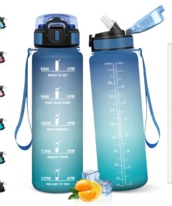 HoneyHolly Trinkflasche 1L Auslaufsicher BPA-Frei mit Strohhalm Sport Laufen Fitness