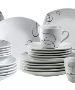 Mäser Serie Chanson Kombiservice 30 Teilig Porzellan Geschirrset Für 6 Personen Weiss | Weiss Opulentus Garten Mäser Se