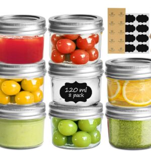 ComSaf 120ml Mason Jar Einmachgläser für Gewürze, Gelee, Marmelade und Joghurt - Kleine Einmachgläser mit Schraubdeckel