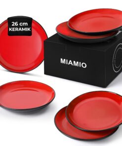 MIAMIOTeiliges Steingutkeramikteller Set - Le Papillon Kollektion für Essensservice bei Buffets (6x Große Teller)