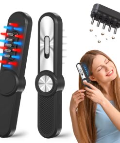 Elektrische Kopfhaut Massagebürste 4-In-1 Scalp Massager Rotlicht EMS VibrationsMassage Haarwachstum und Haarkur (Schwar