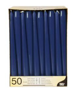 Papstar Dunkelblau Leuchterkerzen 50 Stück Ø 2,2 x 25 cm für Dekoration auf Party und Feiertage