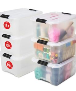 Iris Ohyama Aufbewahrungsbox mit Schnappverschlüsseln & Griffen 15L Für Haus & Büro