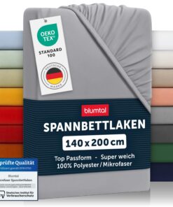Blumtal® Spannbettlaken 140x200 cm - Bettlaken aus Microfaser - Oekotex zertifiziert - Grau