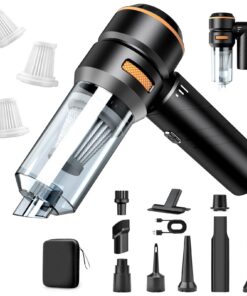 MILFECH 4-in-1 Handstaubsauger Akku - Kabellos für Auto, Haus & Tierhaare (Schwarz) MILFECH Autostaubsauger mit Bürste
