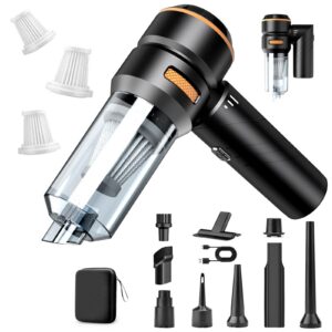 MILFECH 4-in-1 Handstaubsauger Akku - Kabellos für Auto, Haus & Tierhaare (Schwarz) MILFECH Autostaubsauger mit Bürste