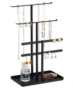 Pickpiff Schwarz Schmuck Organizers 32cm Schmuckständer, 4 Ebenen Robust Aufbewahrung Reise & Zu Hause, Schmuck Organize