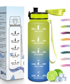 HoneyHolly Trinkflasche 1L Zeitmarkierung Auslaufsicher Fitnessstudio Outdoor