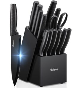 **Yabano 14-teilig Küchenmesserset für die gesamte Familie im Spülbecken** | **Scharfes schwarzes Messer Set Yabano mit