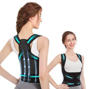 Rücken Geradehalter Haltungskorrektur Rücken Damen und Herren Taille-M Schwarz 2|6”-3|5” Rückenschmerzen Linderung Kypho