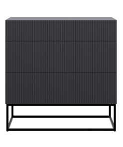 Selsey Kommode Schrank Aufbewahrungsschrank 90 cm Mit 3 Schubladen Schwarz Veldio