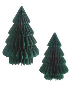 Spetebo Grün Tannenbaum Aufsteller 2er Set 30 cm / 20 cm - Weihnachtsdekoration fuer Tisch und Fenster - Advent und Wint