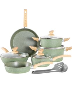Kitchen Academy Antihaft Induktion Töpfe Set - 12-teilig,Antihaft Topfset und Pfannen Set für Küchen,Effektive Warming T
