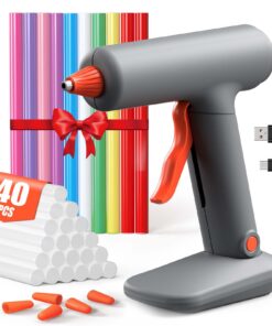 VIWKO Heißklebepistole Akku Schnelles Heizen 3000mAh für DIY und Handwerk mit 40 Heißklebesticks 7mm VIWKO Heißklebepist