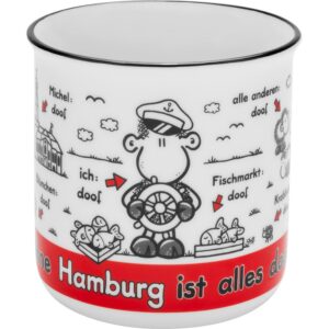 Sheepworld Kaffeetasse mit Spruch Ohne Hamburg ist alles doof | New Bone Porzellan, 35 cl | Geschenk für Freunde | Humor