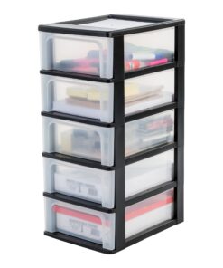 Iris Ohyama Schwarz Kunststoff Schubladenbox OCH-2005 Easy-Pull-System Büro Schreibtisch Organizer BPA-frei A4 A5 A6 For