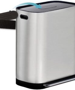 Homra 2-Fach-Treteimer 60 Liter Küche Edelstahl Matt | Abfallbehälter Softclose | Doppelmülleimer Treteimer