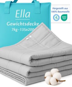 Ella Gewichtsdecke 135x200 7kg - Anti Stress Therapiedecke - Grau OEKO-TEX STANDARD 100Für Männer & Frauen, tiefen Schla