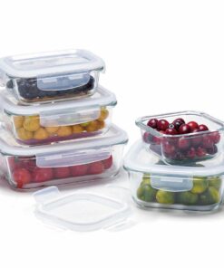 Lacers PurpleLine Frischhaltedosen GLAS 10-Teiliges Set mit Deckeln | Ideal für Küche Vorratsdosen Tiefkühlbehälter Meal