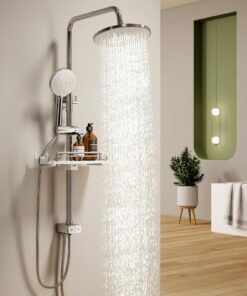 Regendusche Duscharmatur Chrom ohne Armatur Komplettset für die Duschkabine | Regendusche Duscharmatur mit 3 Strahlarte